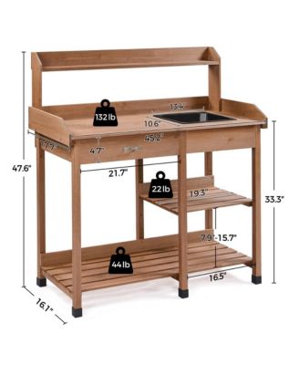 47.6  H Wood Potting Bench