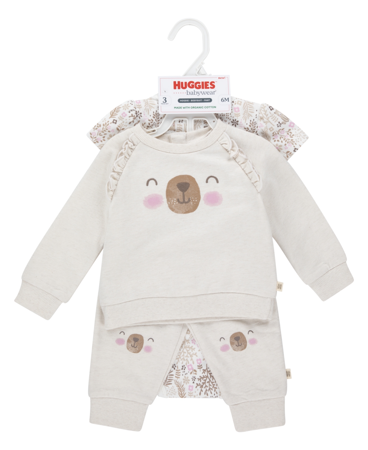 Huggies Baby Girls Crew Tee, Bodysuit And Pants, 3-piece Set In  Oatmeal Heather