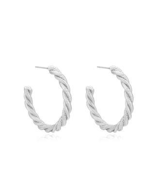 Silver Plated Spun Strands Hoop Earrings