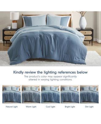 Miro Soft Washed Color Block 3-Pc. Comforter Set, Full/Queen