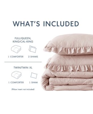 Phoebe Diamond Quilted Ruffle Edge 3-Pc. Comforter Set, Full/Queen