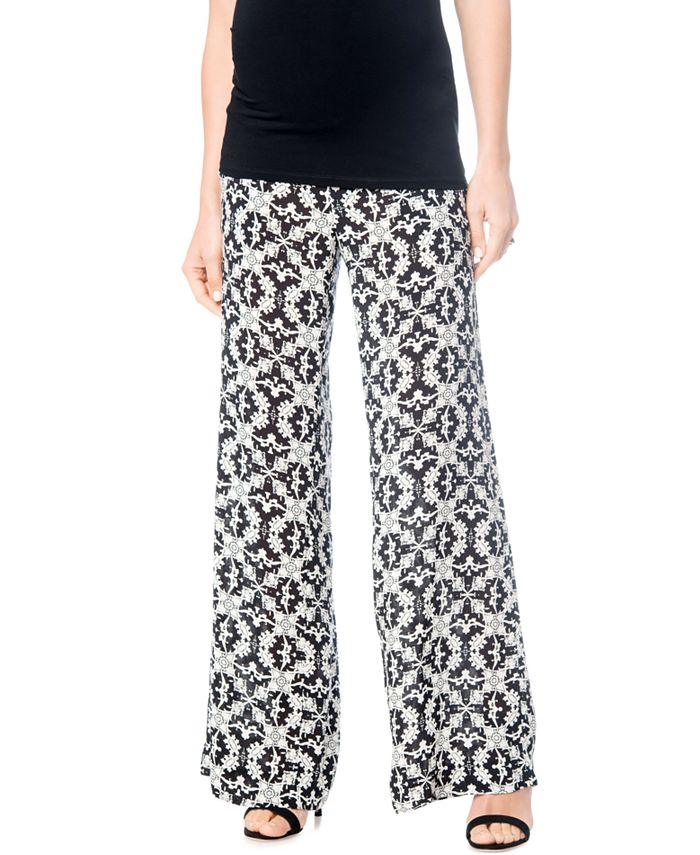 A Pea in the Pod Maternity Printed Wide-Leg Soft Pants - Macy's