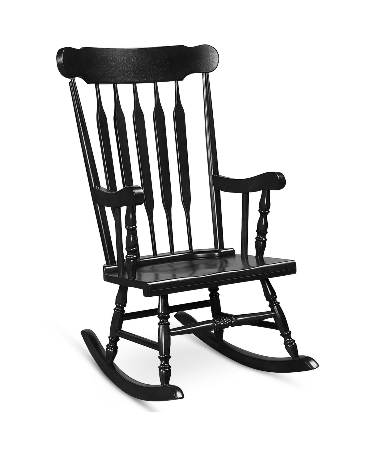 Gymax 2PCS Wooden Rocking Chair Single Rocker Indoor Garden Patio Yard- Black