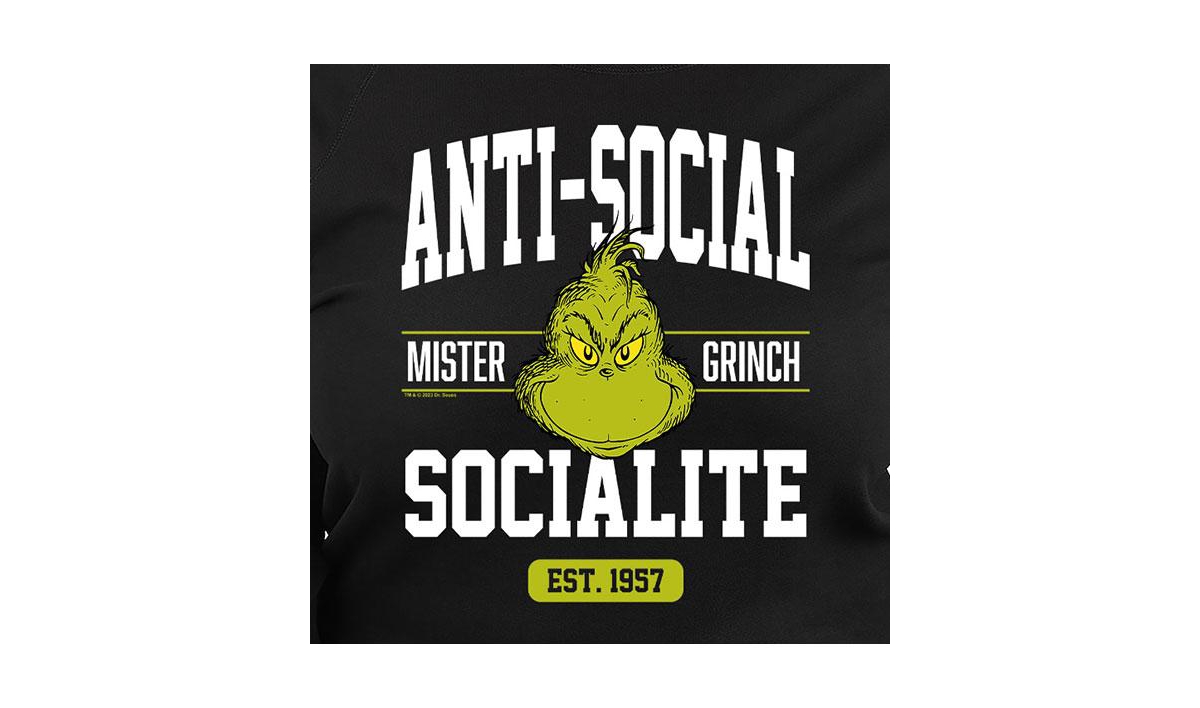 Hybrid Apparel Trendy Plus Size Grinch Anti-Social Graphic Pullover T-shirt