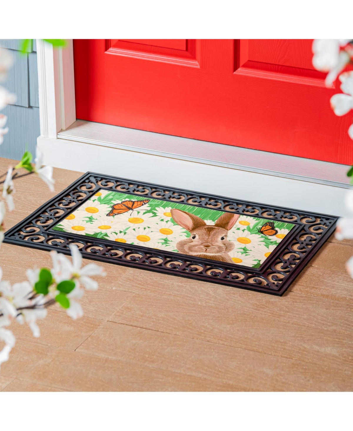 Evergreen Hello Bunny Sassafras Indoor Outdoor Switch Doormat 1'10