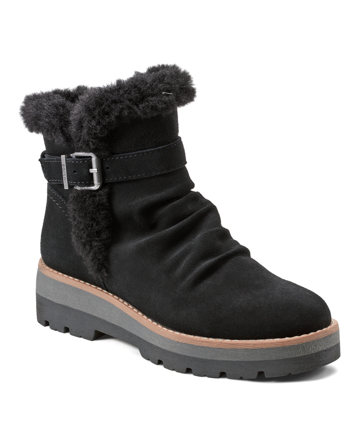 Shop Earth Women's Yara Cozy Waterproof Lug Sole Boots In Black Suede