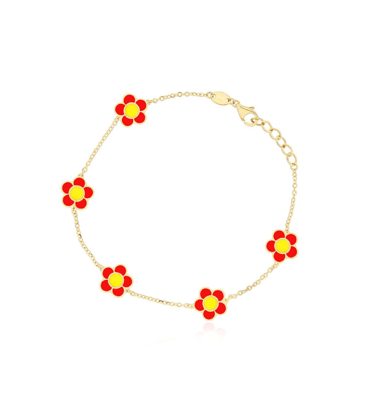 Coral Daisy Bracelet 14K Gold - Coral