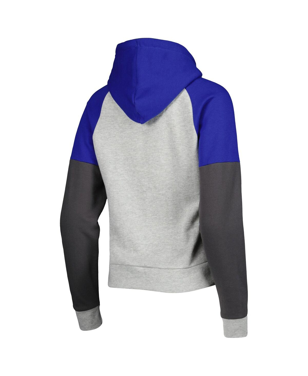 Antigua Women'sLos Angeles Rams Lightweight Jackpot Raglan Half-Zip Pullover Hoodie - Heather Gray, Royal