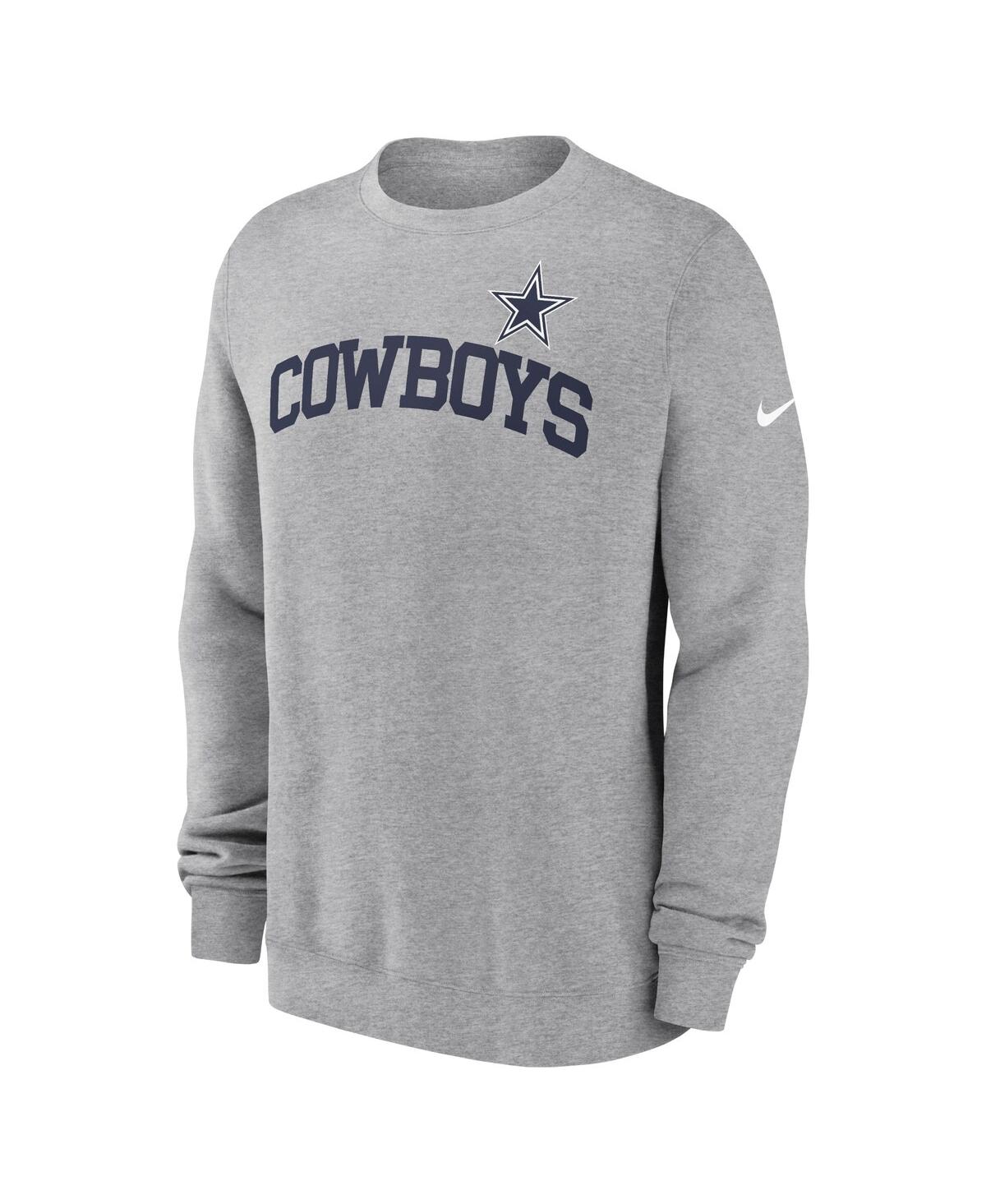NIKE MEN'S HEATHER GRAY DALLAS COWBOYS CLUB PULLOVER SWEATSHIRT 