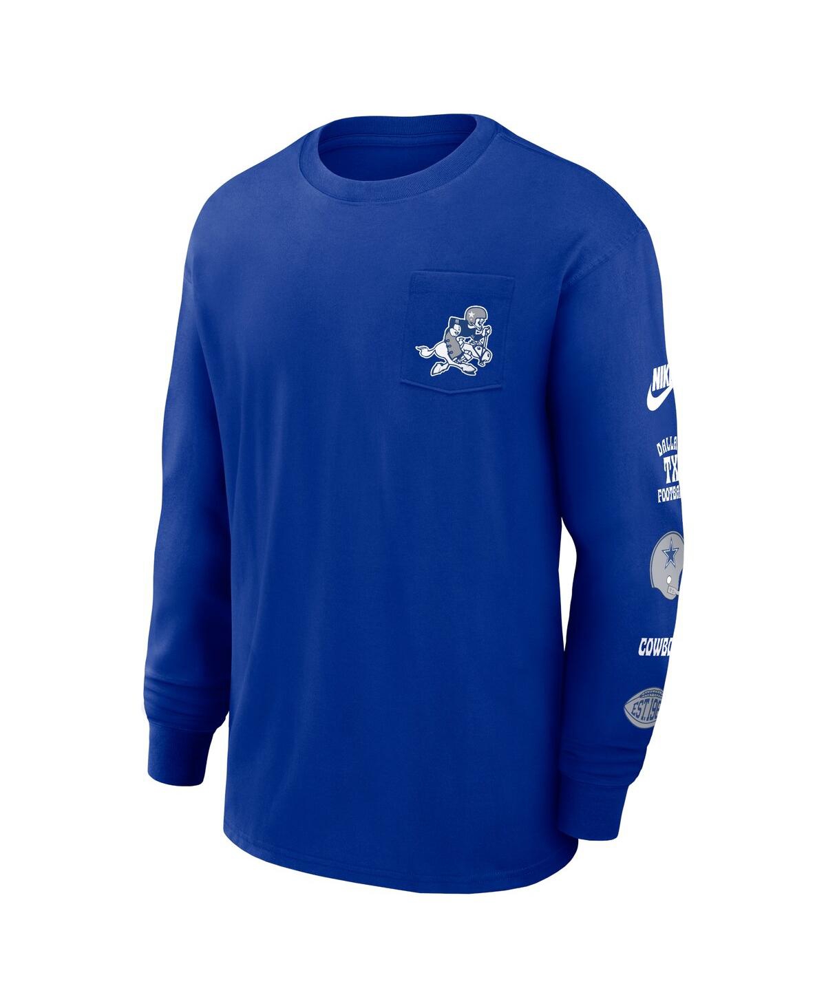 Nike Men'sDallas Cowboys Rewind Max90 Pocket Long Sleeve T-Shirt - Royal
