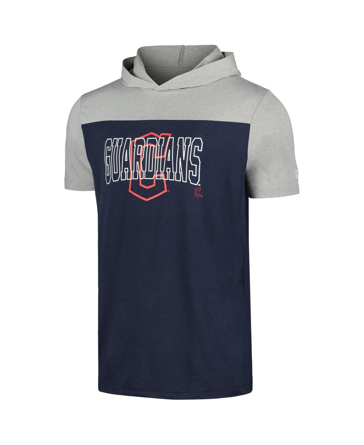 New Era Men'sCleveland Guardians Active Brushed Hoodie T-Shirt - Navy