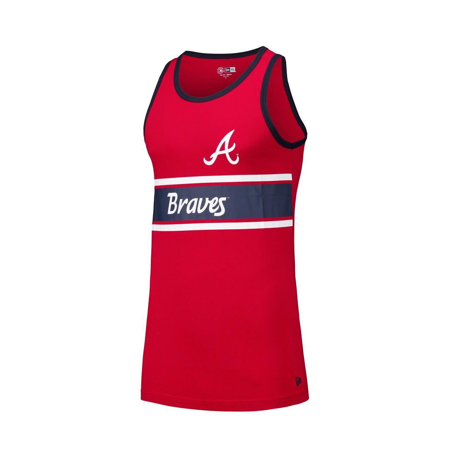 Мужской топ New Era Red Atlanta Braves Jersey Ringer — фото 3