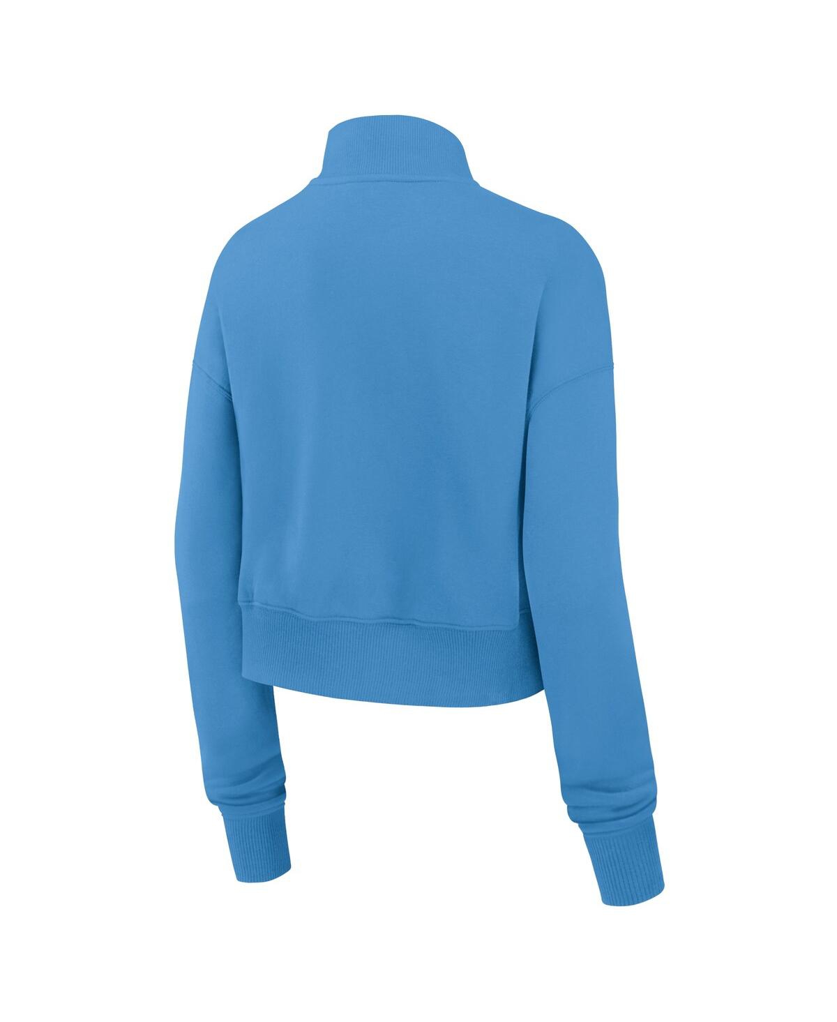 Nike Women's Light Blue Tennessee Titans Oilers Throwback Rewind Phoenix Cropped Half-zip Sweatshirt In Light Blue