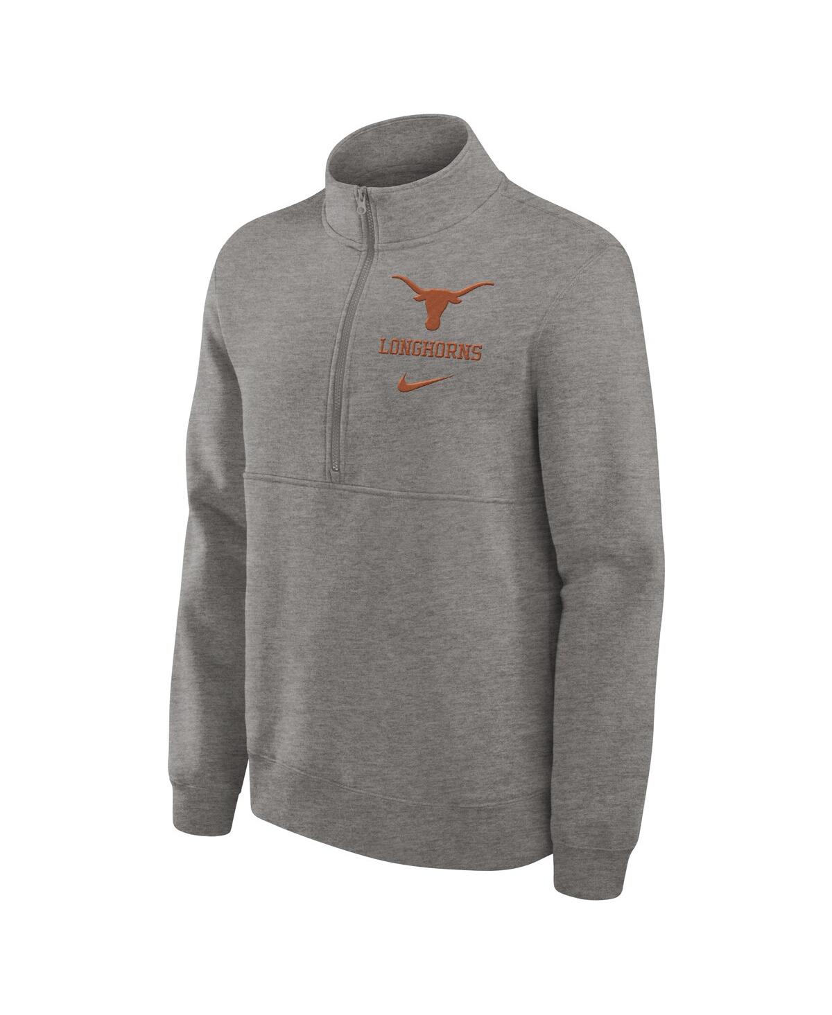 Shop Nike Men's Heather Gray Texas Longhorns Primetime Club Half-zip Sweatshirt