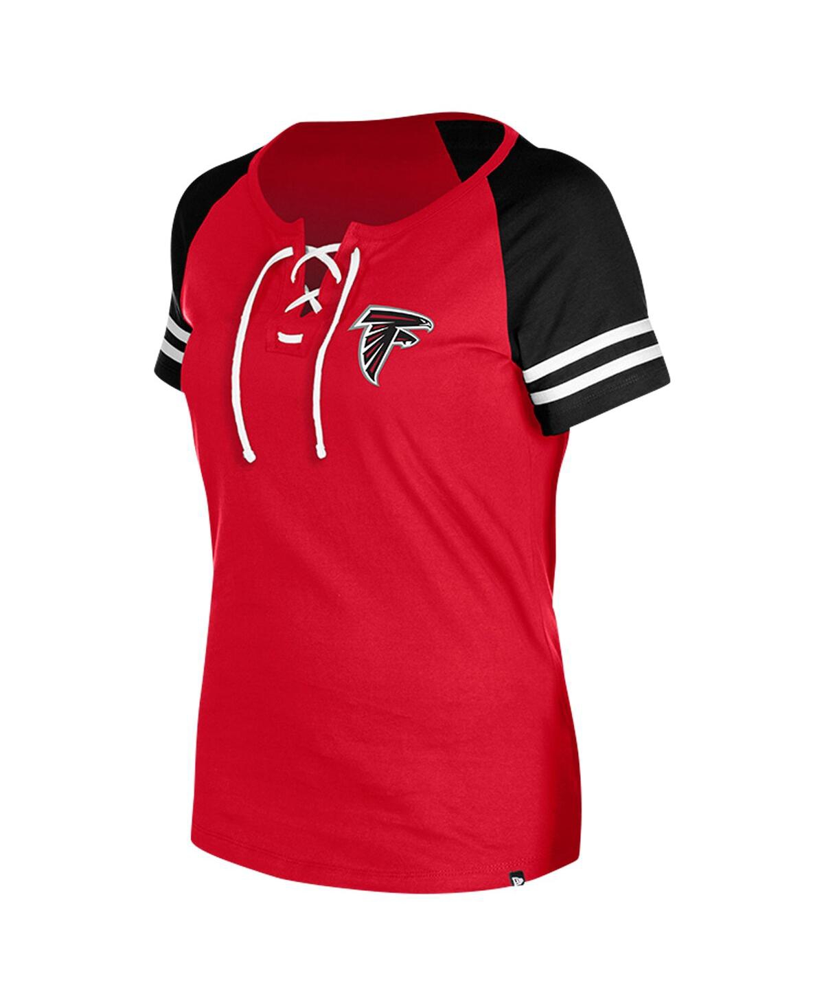 New Era Women'sAtlanta Falcons Lace-Up Raglan T-Shirt - Red