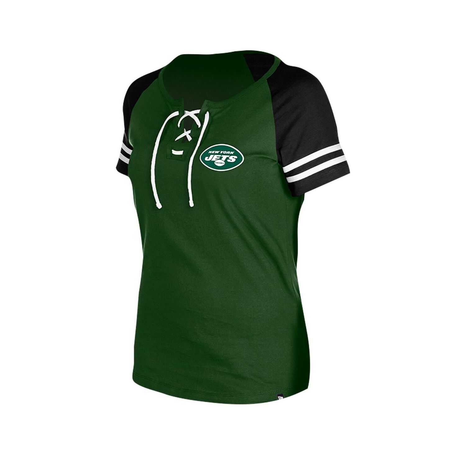 Women's Green New York Jets Lace-Up Raglan T-Shirt