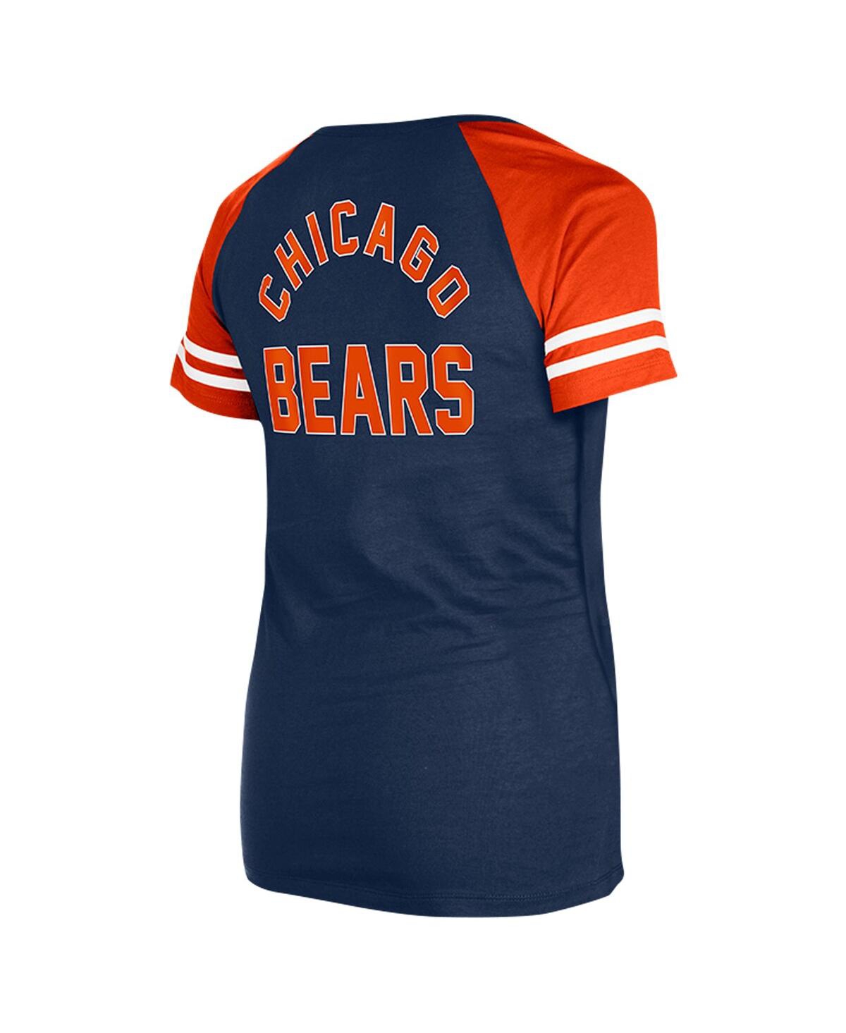NEW ERA WOMEN'S NAVY CHICAGO BEARS LACE-UP RAGLAN T-SHIRT 