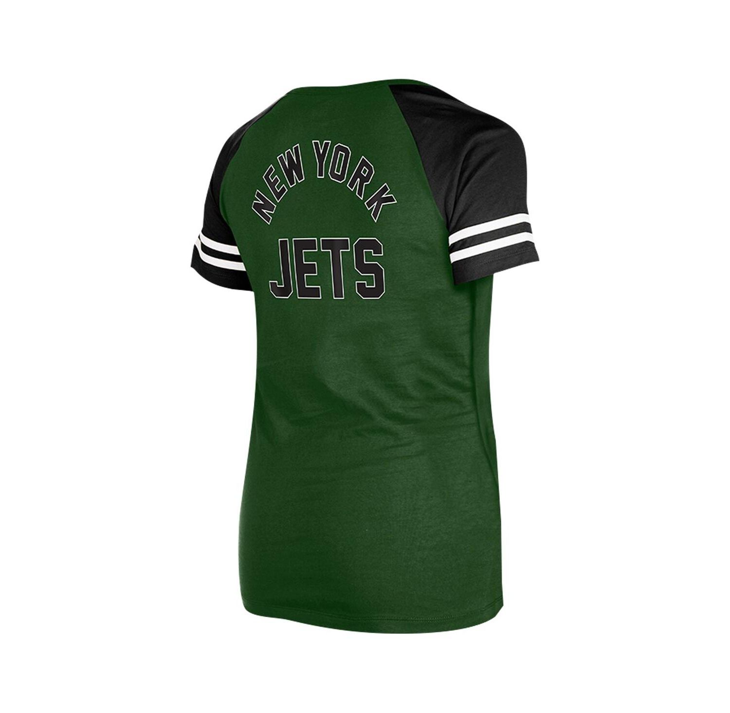 Women's Green New York Jets Lace-Up Raglan T-Shirt