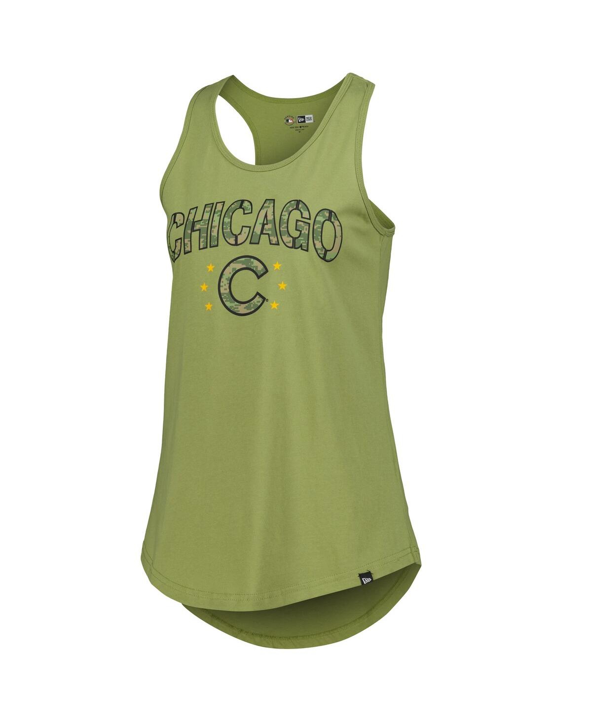 NEW ERA WOMEN'S OLIVE CHICAGO CUBS ARMED FORCES DAY TANK TOP 