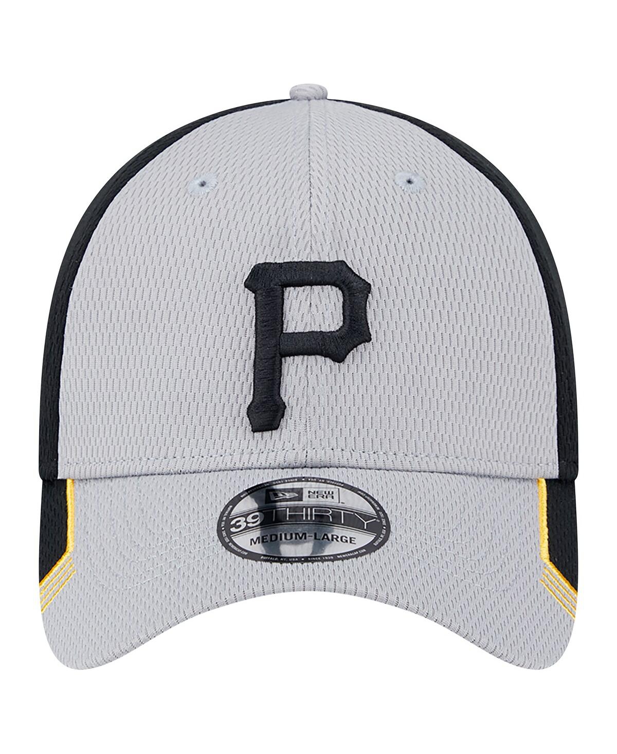 New Era Men's Gray/black Pittsburgh Pirates Visor Trim 39thirty Flex Hat In Gray,black