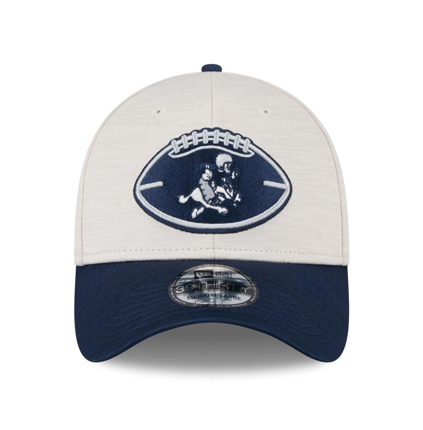 Мужская кепка New Era Stone/Navy Dallas Cowboys 2024 Sideline Historic 39THIRTY Flex Hat — фото 4