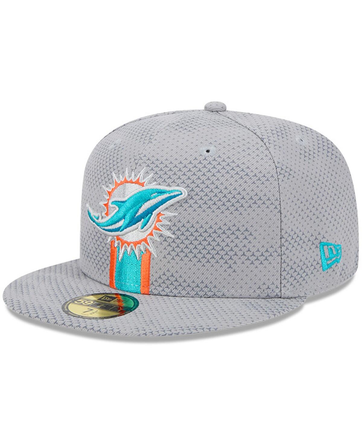 New Era Men's Gray Miami Dolphins 2024 Sideline 59fifty Fitted Hat