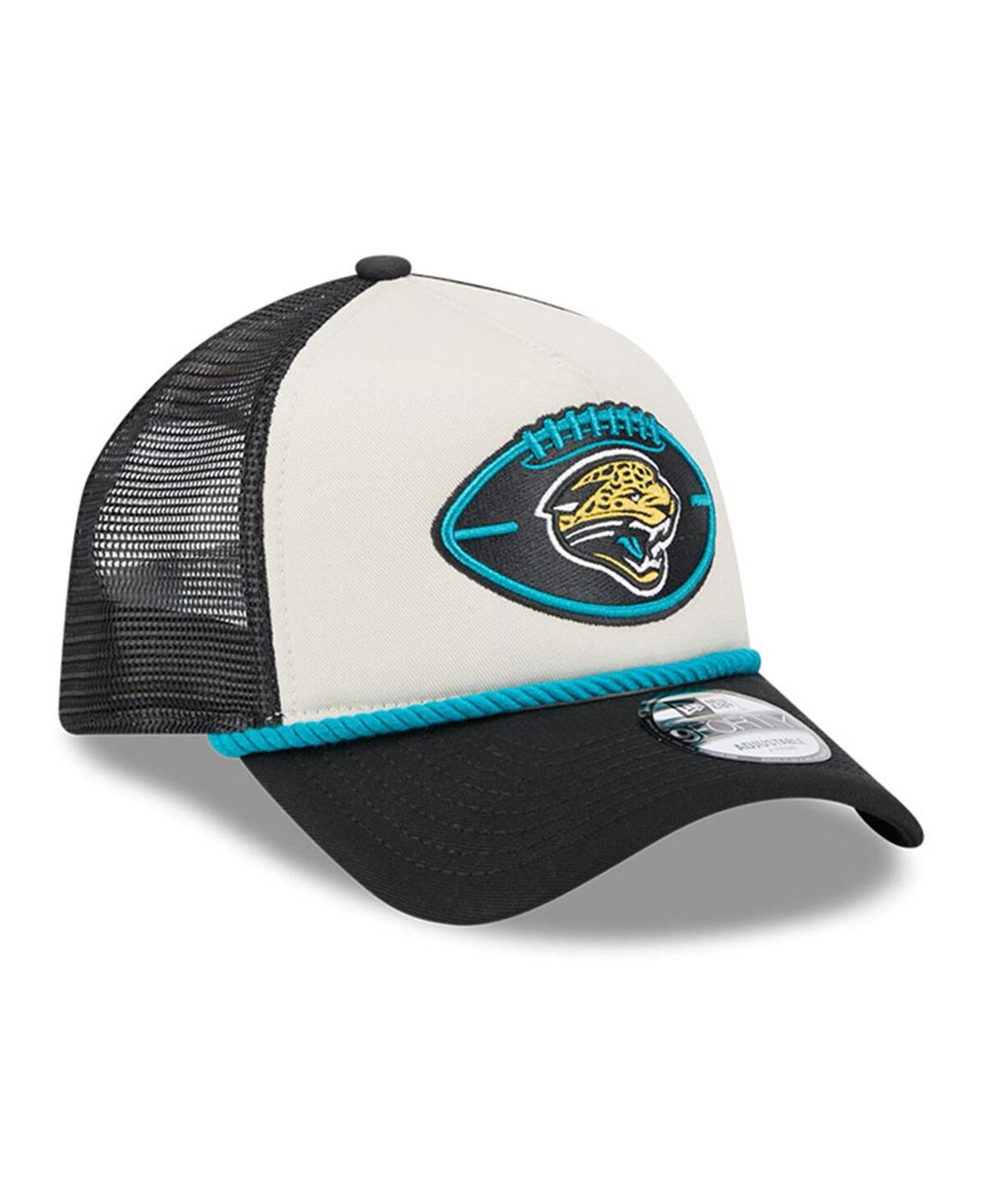 New Era Men's Stone/black Jacksonville Jaguars 2024 Sideline Historic 9forty A-frame Trucker Adjustable Hat In Stone,black