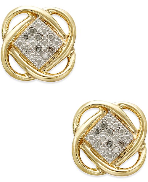 Macy's Diamond Accent Knot Earrings in 10k Gold & Reviews Earrings