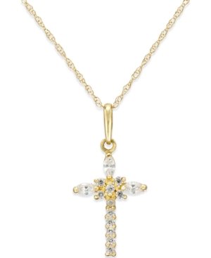 image of Cubic Zirconia Cross Necklace in 10k Gold