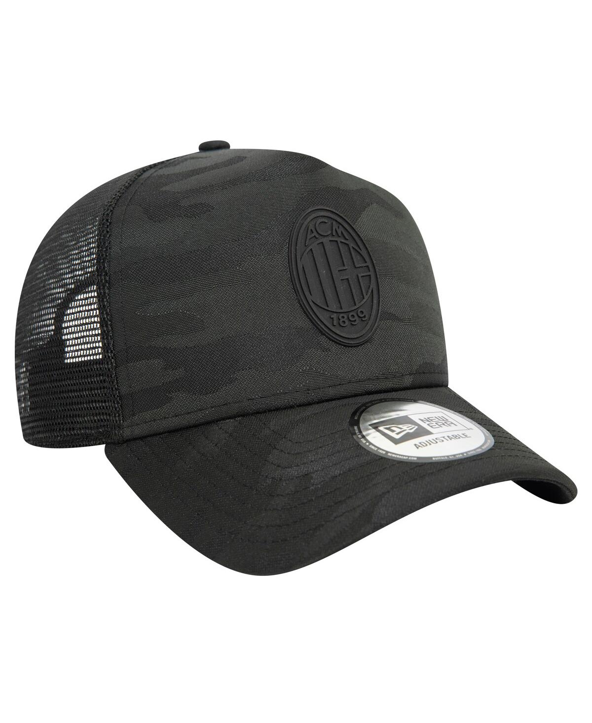 New Era Men'sAc Milan Tonal Camo A-Frame Trucker 9FORTY Adjustable Hat - Black