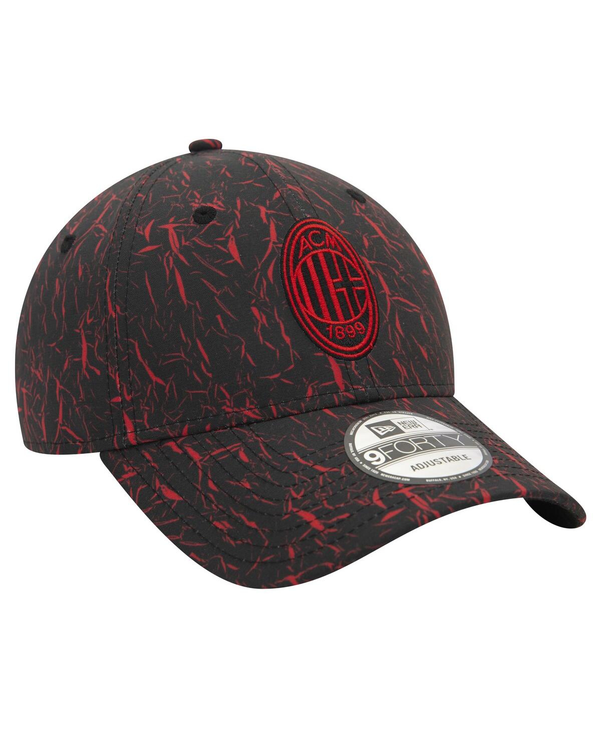 NEW ERA MEN'S BLACK AC MILAN CRINKLE 9FORTY ADJUSTABLE HAT 