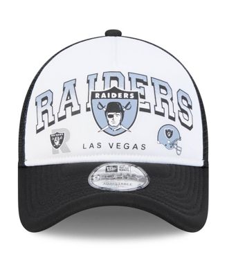 Men's White/Black Las Vegas Raiders Retro Wordmark A-Frame 9FORTY Adjustable Hat