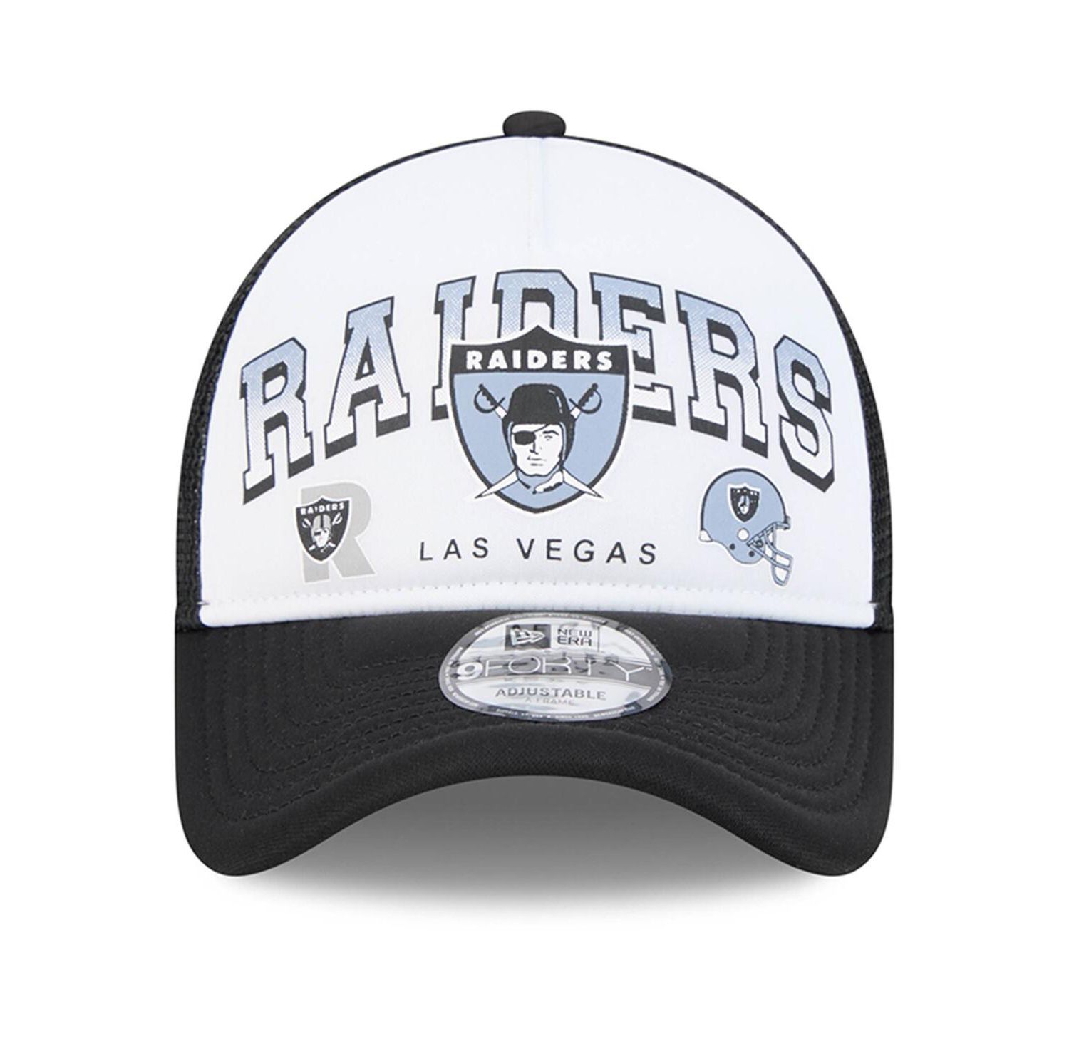 Men's White/Black Las Vegas Raiders Retro Wordmark A-Frame 9FORTY Adjustable Hat