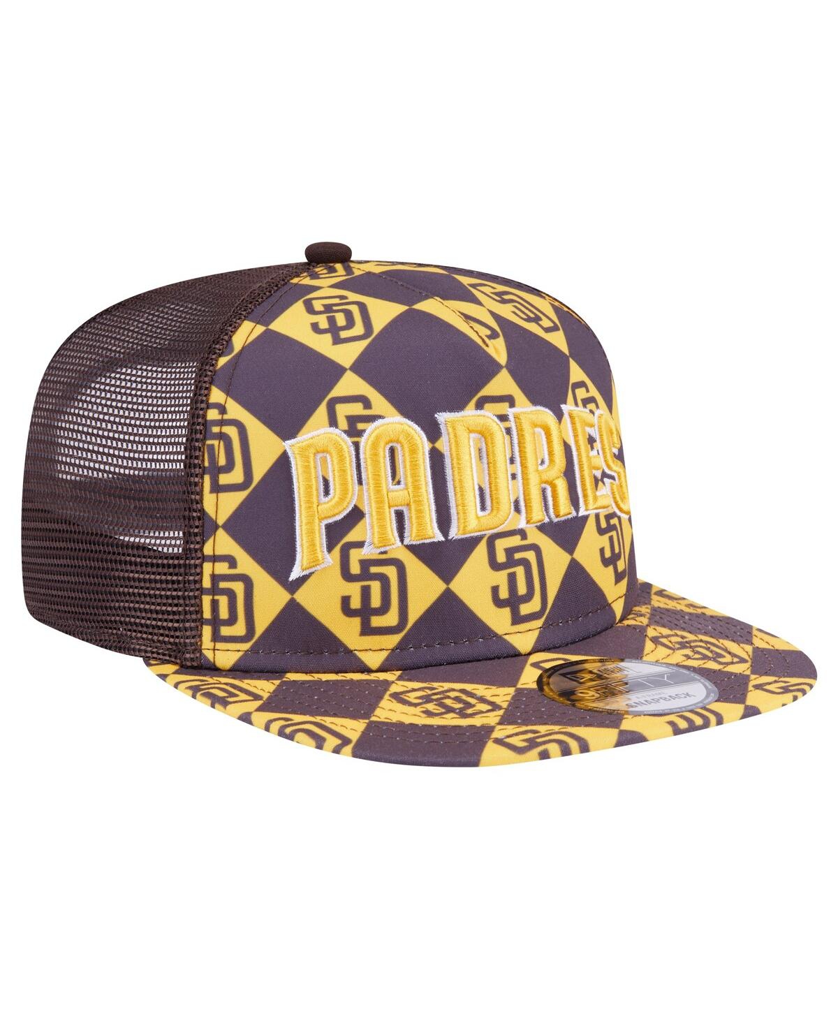 NEW ERA MEN'S BROWN SAN DIEGO PADRES SEEING DIAMONDS A-FRAME TRUCKER 9FIFTY SNAPBACK HAT 