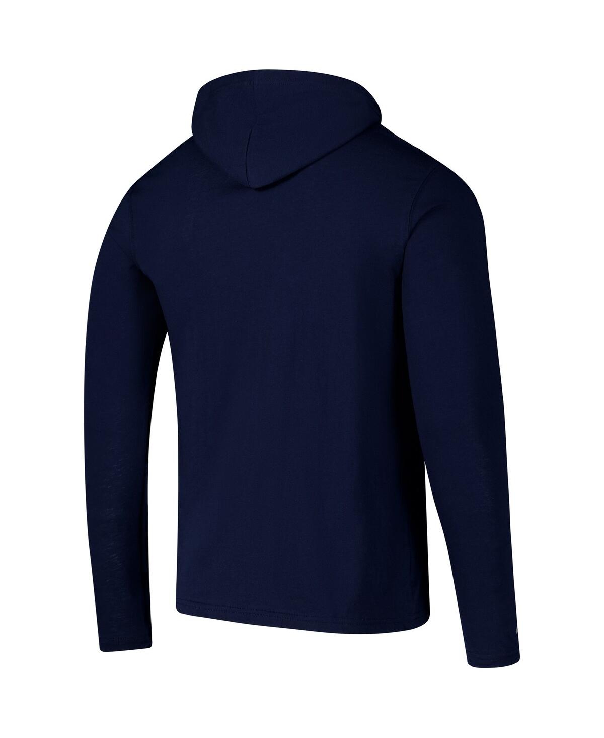 Colosseum Men's Navy West Virginia Mountaineers Logo Lockup Active Blend Long Sleeve T-shirt Hoodie In Navy