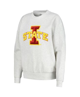 Women's Ash Iowa State Cyclones Team Effort Pullover Sweatshirt Shorts Sleep Set