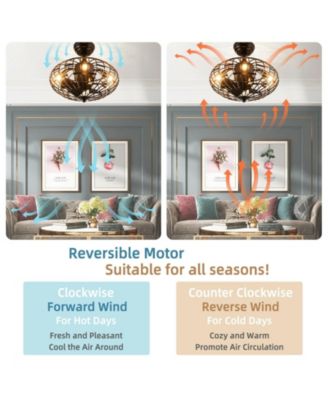 5 Blades Enclosed Ceiling Fan with Light and Remote Control-Black