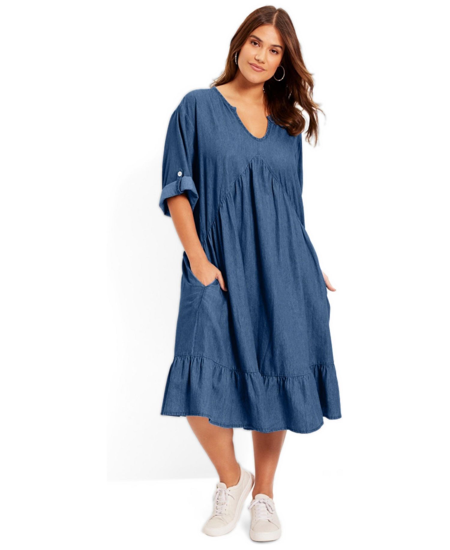 Women's June and Vie Ruffled Denim Dress