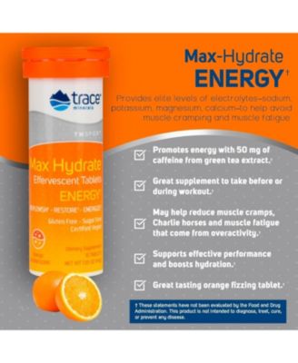| Max-Hydrate Endurance | Effervescent Tablets | Energy Support | Replenishes Electrolytes & Helps Avoid Muscle Cramps and Muscle Fatigue | Orange Flavor | 8 x 10 Tabs