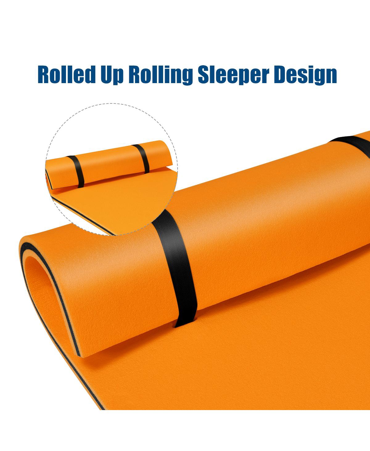 Costway 3-Layer Tear-proof Water Mat Floating Pad Island Water Sports Relaxing Blue - Orange+black