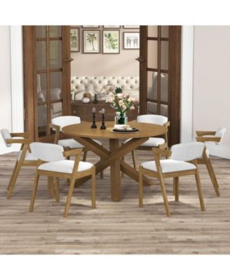 47 Inches Round Dining Table with Solid Acacia Wood Legs