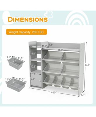 4-Tier Kids Bookshelf and Toy Storage Rack with 8 Toy Organizer Bins