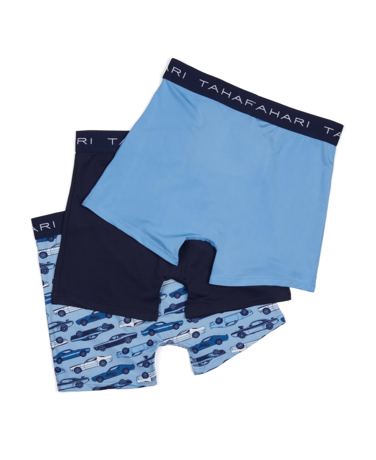 Tahari Toddler Boys 3-Pack Printed and Solid Boxer Briefs with Logo Waistband