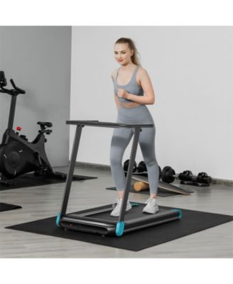Folding Electric Compact Walking Treadmill with APP Control Speaker-Blue