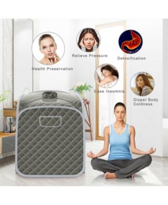Portable Personal Steam Sauna Spa with Steamer Chair-Gray