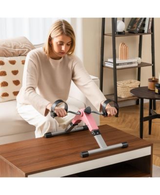 Under Desk Exercise Bike Pedal Exerciser with LCD Display for Legs & Arms Workout Pink