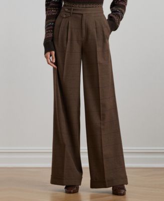 Lauren Ralph Lauren Women's Checked Pleated Wool Wide-Leg