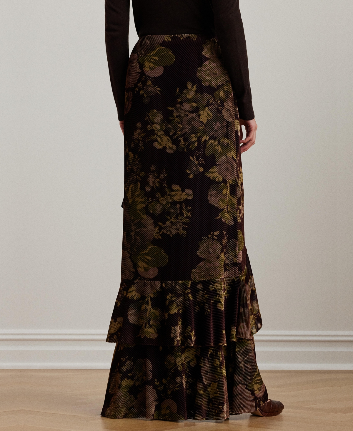 Lauren Ralph Lauren Women's Floral Burnout Velvet Tiered Maxiskirt