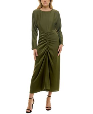 Taylor - Women's Ruched-Front Long-Sleeve Chiffon Dress