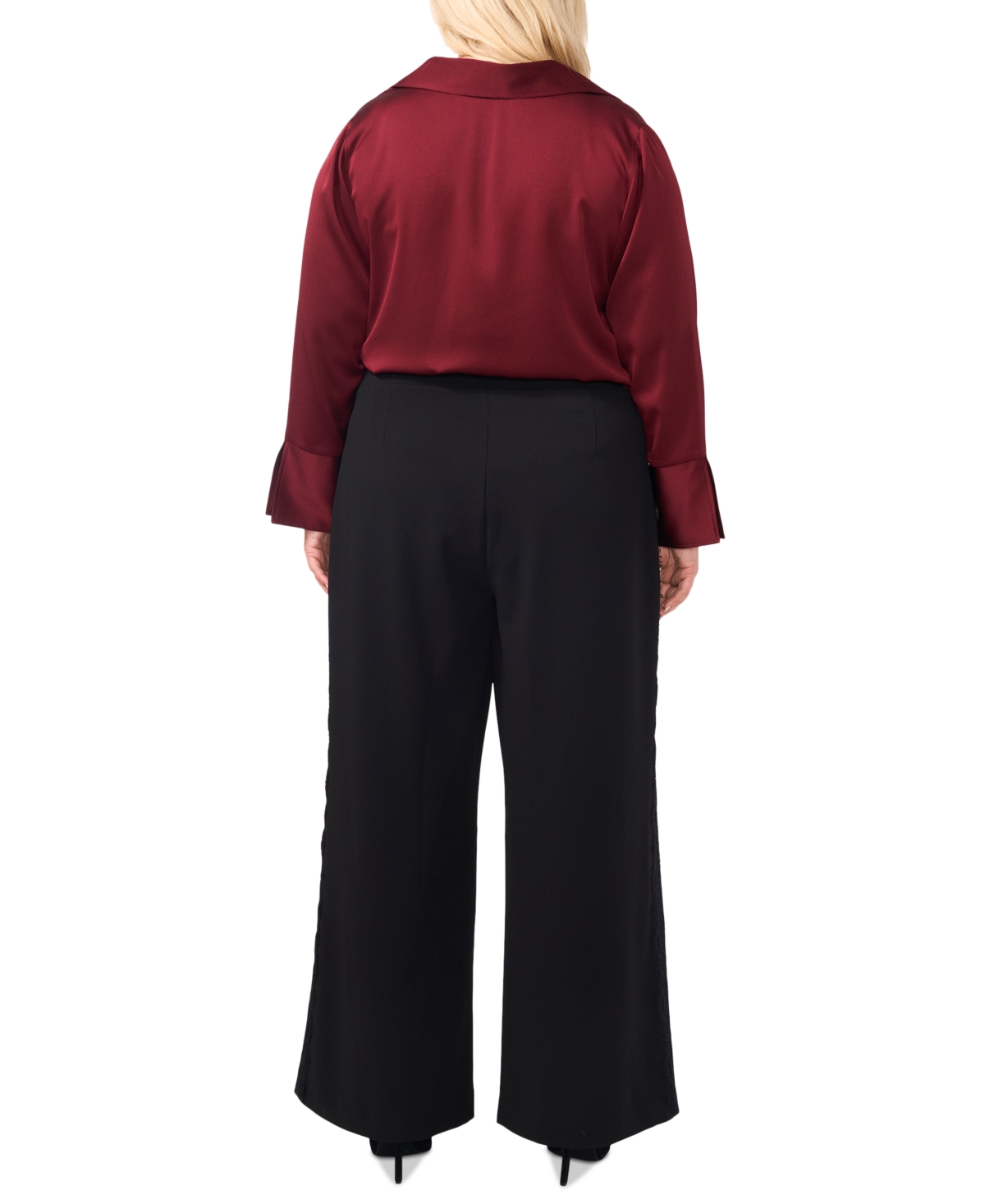 Vince Camuto Plus Size Lace-Stripe Pull-On Pants
